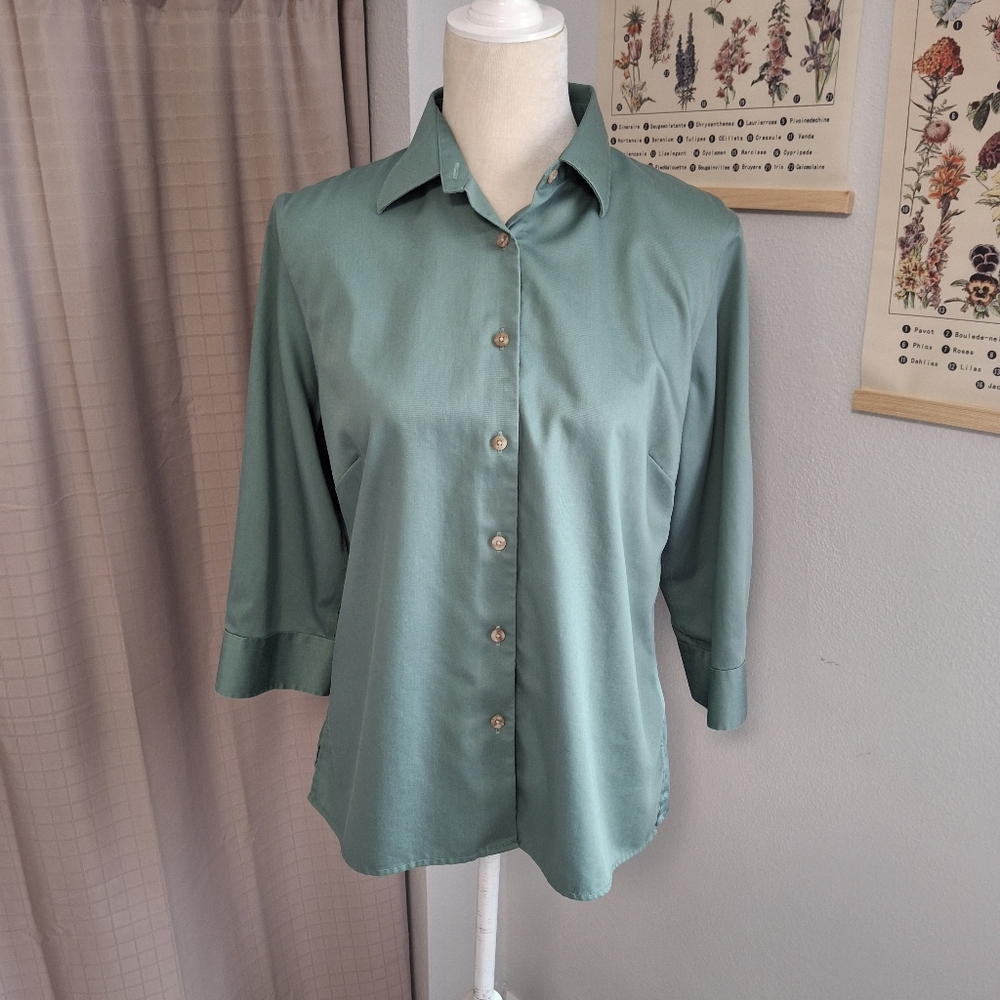 Lands' End Sage Green Button-Down Shirt